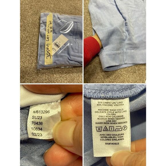 Loft wide leg trouser womens size 14 high rise blue linen blend pants nwt - Picture 11 of 12